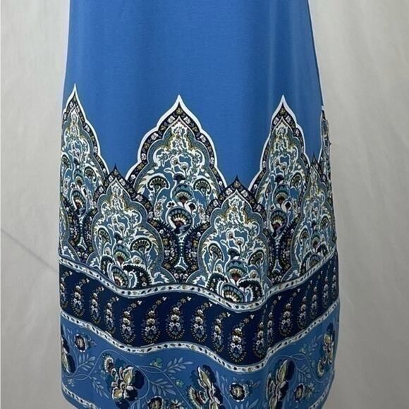 J Jill‎ Cobalt Blue With Floral Print Hem Shift Casual Dress NWOT Size XS - Picture 7 of 11